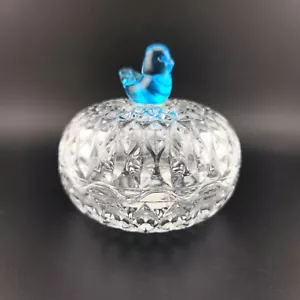 Titan Kunst Glas Schmuck Schmuckkästchen Bleikristall blau Glücksvogel Deckel USA - Bild 1 von 7