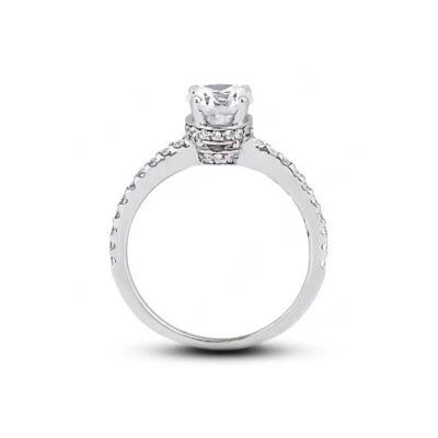1ct D VS2 Round Earth Mined Certified Diamonds 18k Gold Classic Side-Stone Ring - Image 1 of 4