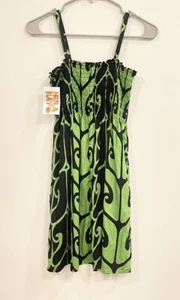Womens NWT Hula Bay Green Black Floral Dress Hawaiian Size Small Vacation Sexy - Picture 1 of 7