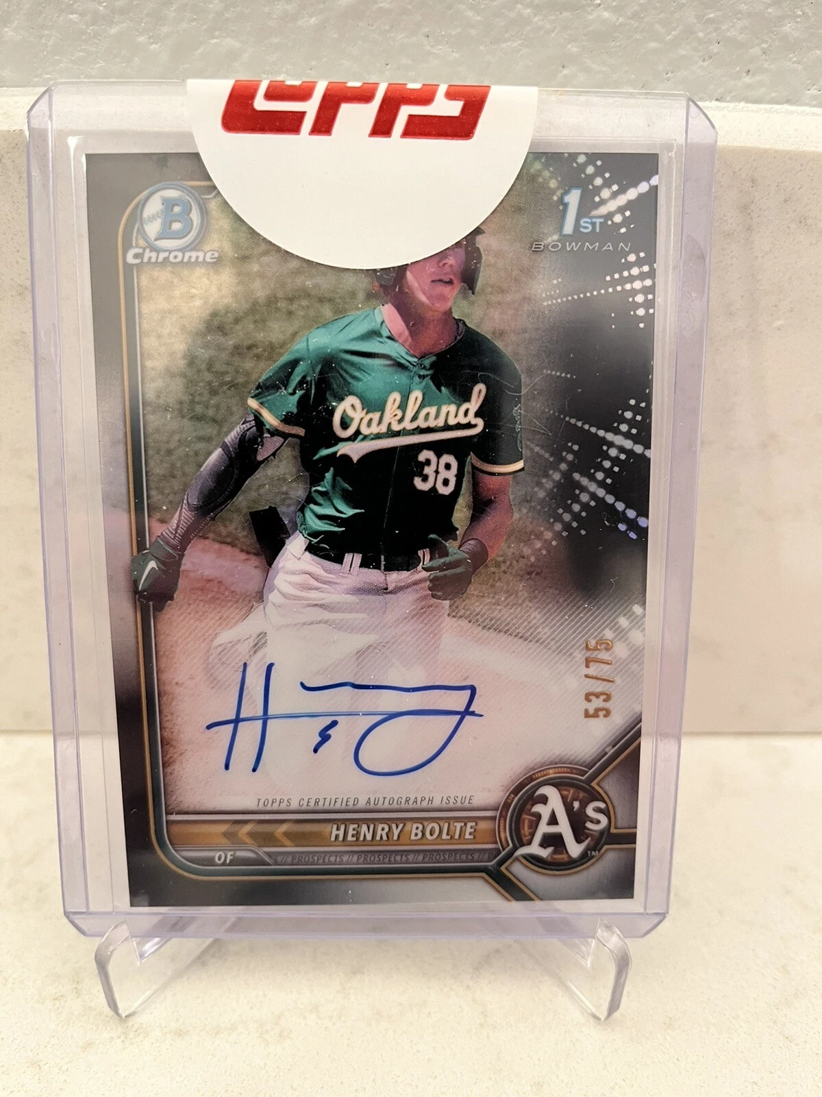 2022 bowman draft 1st chrome auto Henry Bolte Black Refractor /75