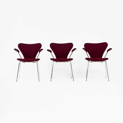 Set of Three 1976 Arne Jacobsen Fritz Hansen Series 7 Danish Dining Arm Chairs  - Image 1 of 4