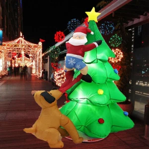 Christmas Inflatable Santa Snowman Christmas Tree Outdoor Decor Long LED Blow Up - Picture 1 of 9