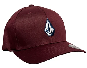 Volcom Full Stone Flexfit Hat Cap Bordeaux Brown Blue/White Stone Poly-Cotton SM - Picture 1 of 14