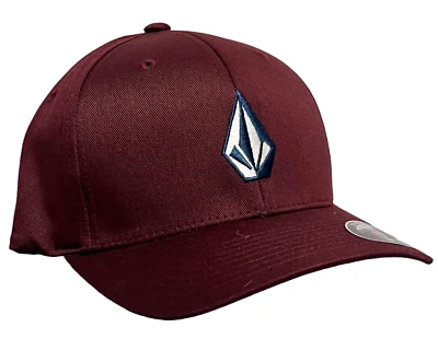Volcom Full Stone Flexfit Hat Cap Bordeaux Brown Blue/White Stone Poly-Cotton SM - Image 1 of 4