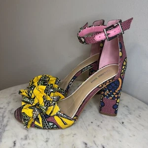 Gianni Bini Size 7.5M Strappy Heels Ankle Strap Floral Open Toe Shoes Pink - Picture 1 of 9