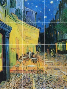 Tile Mural/Mosaic Ceramic Panel of Van Gogh Café Terrace at Night - Van Gogh art - Picture 1 of 4