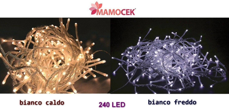 FILO 240 luci led catena 12m giochi di luce cavo trasparente int/est natale - Immagine 1 di 1