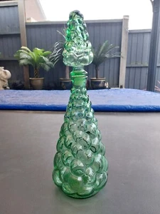 Mid-Century Italian Empoli Genie Bottle Wine Decanter Green Bubble Decanter - Picture 1 of 6