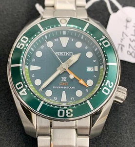 Seiko GMT Prospex Solar 5K65-0AA0 Date Green St.Steel Divers 200M Mens Watch - Picture 1 of 13