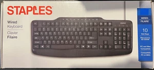 Staples Kabelgebundene Tastatur, USB mit 10 Hotkeys - Schwarz - Bild 1 von 3
