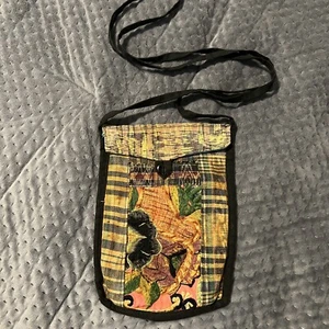 BOHO Guatemala Embroidery Fabric Crossbody Strap Small Bag Purse - Picture 1 of 4