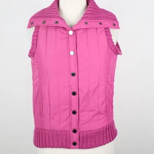 BCBG Max Azria Mujer XS Snap Collar Acolchado Chaleco - Imagen 1 de 5