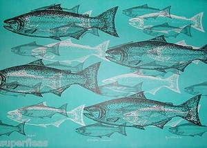 JIM GILBERT 1932 - 2000 artist signed # print Chinook Salmon - fisherman's art - Picture 1 of 1