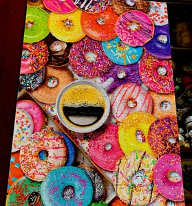 Buffalo 300 Lg PC Puzzle "Kaffee und Donuts" 21" x 15" mit Poster EG - Bild 1 von 3