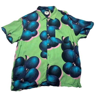 Vintage OBEY Shirt Mens Large All Over Print Grapes Button Up Casual Viscose - Image 1 of 4