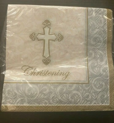 Divinity Christening Pattern16 3-Ply Beverage Napkins Baptism - Image 1 of 2