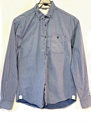 International Report Shirt Men M Harlequin Blue & White Button Down Long Sleeve - Image 1 of 4