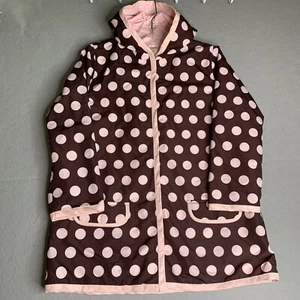 Gymboree Hooded Rain Coat Jacket Girls Size 9 Brown And Pink Polka Dot Pockets - Picture 1 of 9