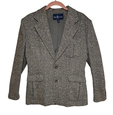 Vintage Ralph Lauren Wool Jacket Fitted Blazer Tweed Women Size 8 Equestrian - Image 1 of 4