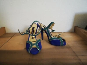 Nina New York Heels Pumps Stilettos 5.5M Blue Gold - Picture 1 of 7