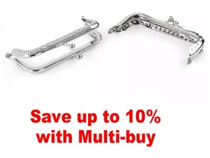 1 x Silver Plated Purse Frame  / Bag Frame - Sew In or Glue  8.9cm x 5.2cm - Picture 1 of 1