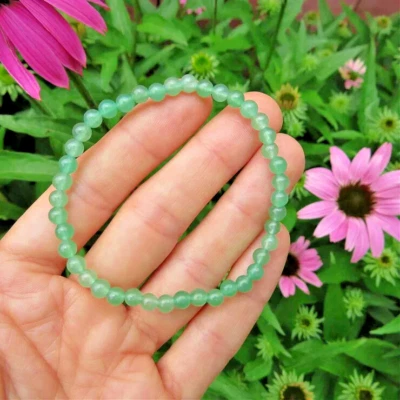 Green Aventurine Stretch Healing Bracelet 4mm Round Crystal Gemstone Beads - Image 1 of 4