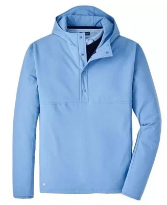 Peter Millar XL Jacket Approach Insulated Half Snap Hoodie Indigo Blue $250 - Image 1 of 4