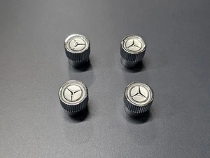 Mercedes-Benz Chrome Tire Valve Stem Caps – Black Star Logo on Silver Face - Picture 1 of 3