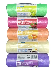 Euro 15L Pedal Bin Liners 5 Rolls 200 Bags Tie Handles Scented Litre (n) - Picture 1 of 1