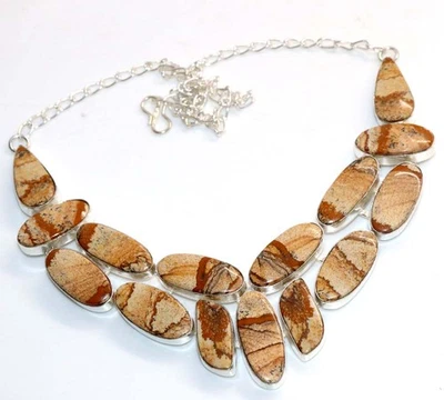 Collar de piedras preciosas enchapadas en plata 925 con cuadro de racimo grande 17" JW Foto 1 de 3