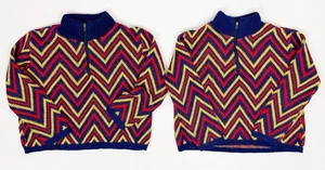 Vintage Kids Sweater 14" Pit to Pit Matching Pair Twins Chevron Stripe Colorful - Picture 1 of 7