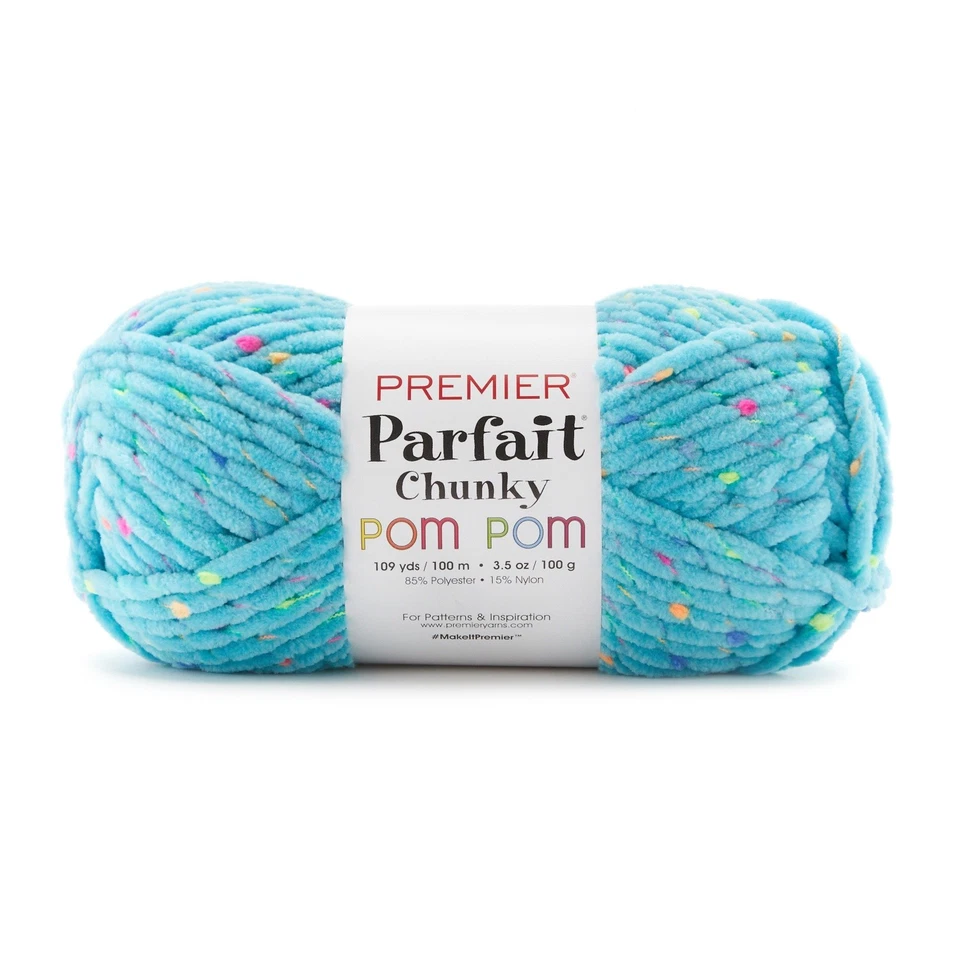 Premier Parfait Chunky Pom Pom 纱线-电动蓝色 - 3 包 — 第 1/1 张图片