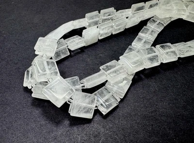 ✨ Natural Clear Quartz Square Beads Crystal Healing Stone Smooth Gemstone PGS410 - Image 1 of 4