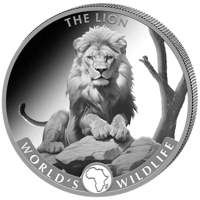 2025 Democratic Republic of Congo Worlds Wildlife Lion 1oz 999 Silver BU - Image 1 of 4