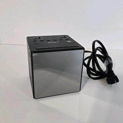 Sony ICF-C1T Digital Two Alarms Clock Radio Mirrored Cube Tested - Image 1 of 4