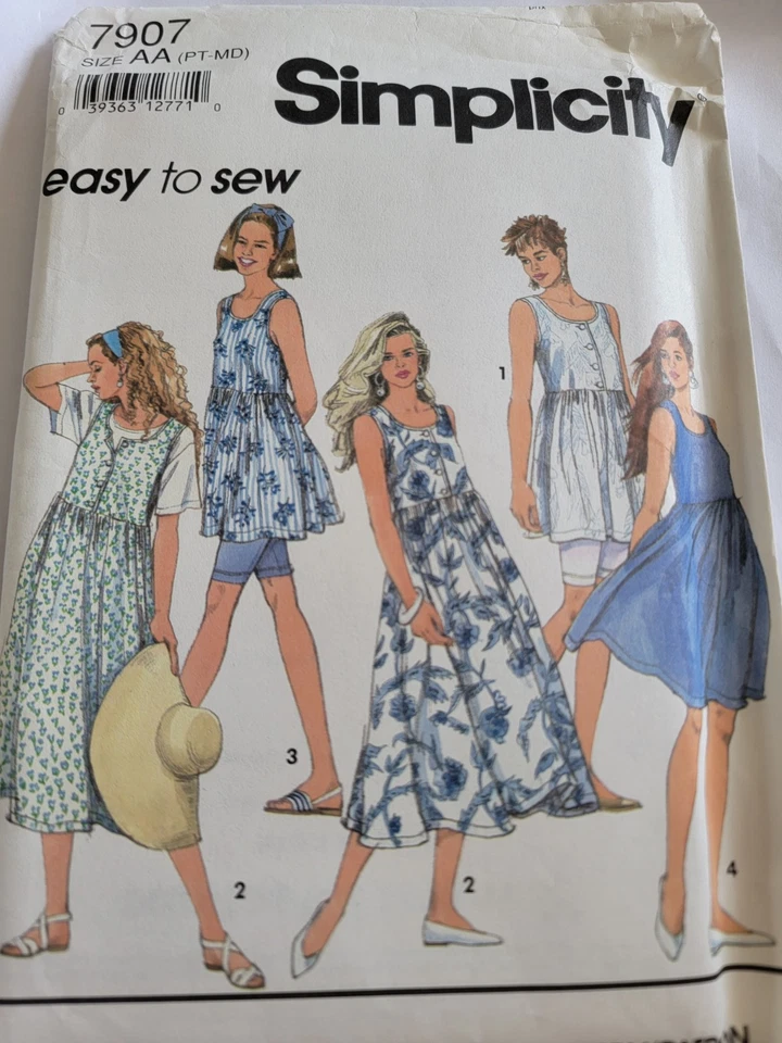 SIMPLICITY MISSES DRESS & BICYCLE SHORTS PATTERN 7907 SIZE 6-16 - Image 1 of 2