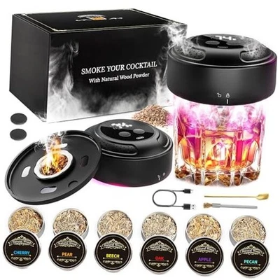 Kit de ahumador de whisky eléctrico, kit de ahumador antiguo con 6 maderas naturales  Foto 1 de 4
