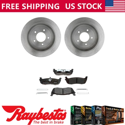 Kit de rotores de freno traseros + pastillas metálicas y herrajes para Ford F-150 1997-1998 Foto 1 de 4