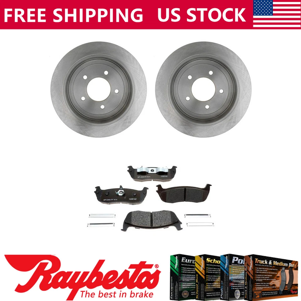 Kit de rotores de freno traseros + pastillas metálicas y herrajes para Ford F-150 1997-1998 Foto 1 de 4