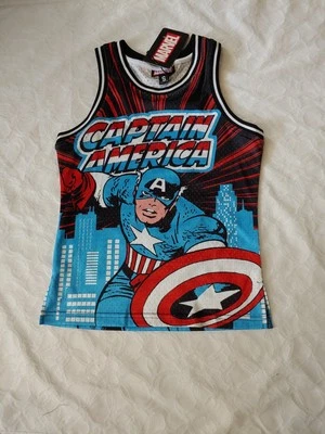 CAPTAIN AMERICA MARVEL COMICS BASKETBALL JERSEY -The Avengers NEW Boys Small - Image 1 of 4