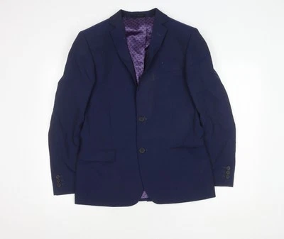 Chaqueta de traje de lana Ted Baker azul ajustado 38 Foto 1 de 4