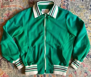 RARA giacca doppia maglia vintage anni '50 Donegal lana verde stile Varsity adulto M - Foto 1 di 19