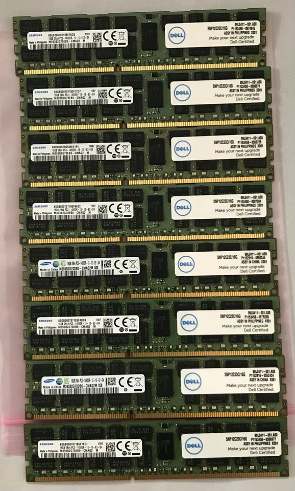 DELL 128GB MEMORY UPGARADE 2RX4 PC3-14900R (8x16GB) R420 R520 R620 R720 T5600 - Image 1 of 1