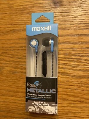 Maxell Bass 13 fones de ouvido metálicos com microfone e controle de volume azul baixo profundo rico  - Imagem 1 de 4