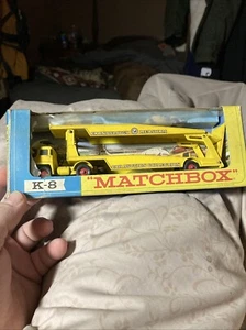 VINTAGE MATCHBOX LESNEY K-8 GUY WARRIOR CAR TRANSPORTER IN ORIGINAL BOX 1967 NOS - Picture 1 of 3