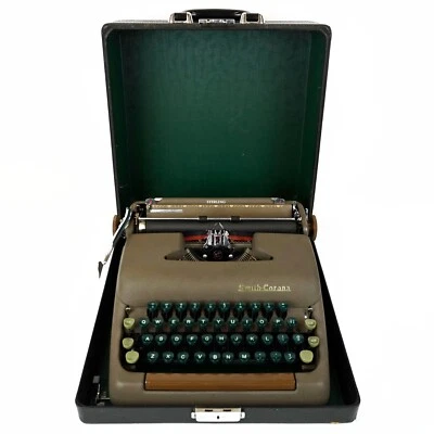 Vintage 1949 Smith Corona 5A Sterling Green Key Manual Typewriter w/ Case -A - Image 1 of 4