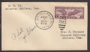 1931 First Flight CAM-33 Atlanta - Abilene TX, pilot Joe Glass signed (B - Picture 1 of 2