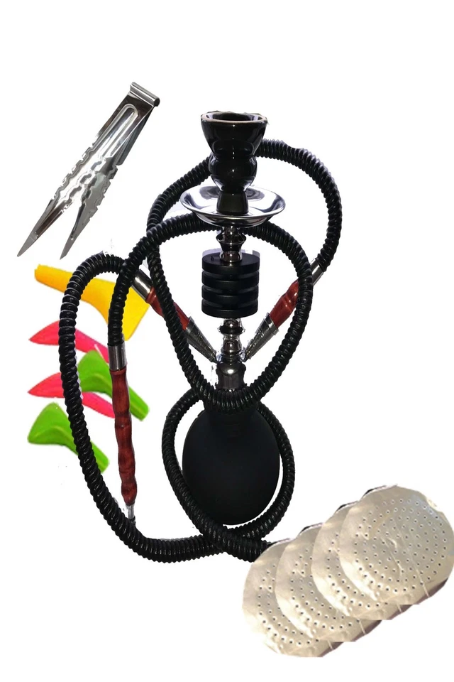 Blue Small Mini Hookah 11" Glass Water Pipe 2 Hose Shisha Narghile Charcoal