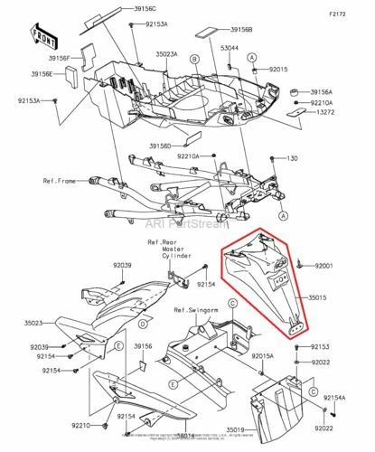 NEW OEM KAWASAKI VERSYS 1000 REAR FENDER FAIRING FLAP COMP - Image 1 of 1