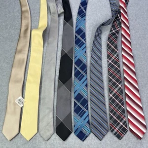 Lot JF J. Ferrar Gold, Multicolor Skinny Neckties 1 NWT & 7 EUC - 58-60x2 3/4 In - Picture 1 of 16